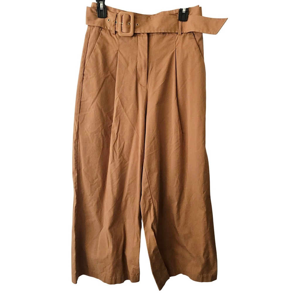 Ryegrass Womens 6 Copper Brown Belted High Rise Pleated Wide Leg Palazzo Pants